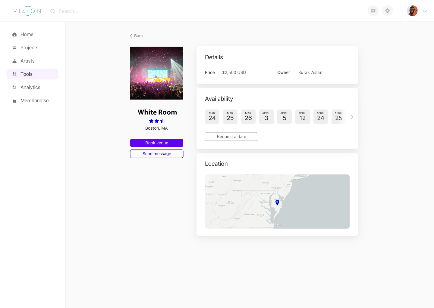 Venue Booking Interface
